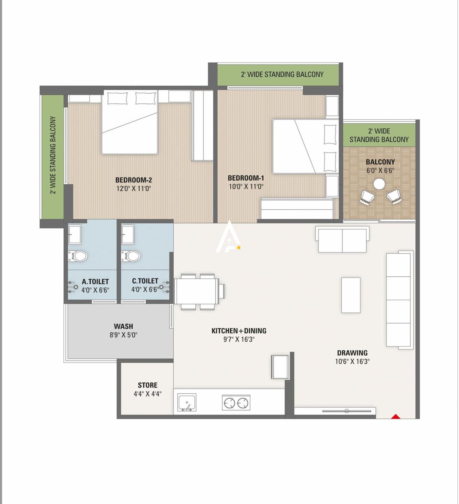 2_BHK_Unit_Plan_Pushkar_Royal_Ahmedabad_Estate
