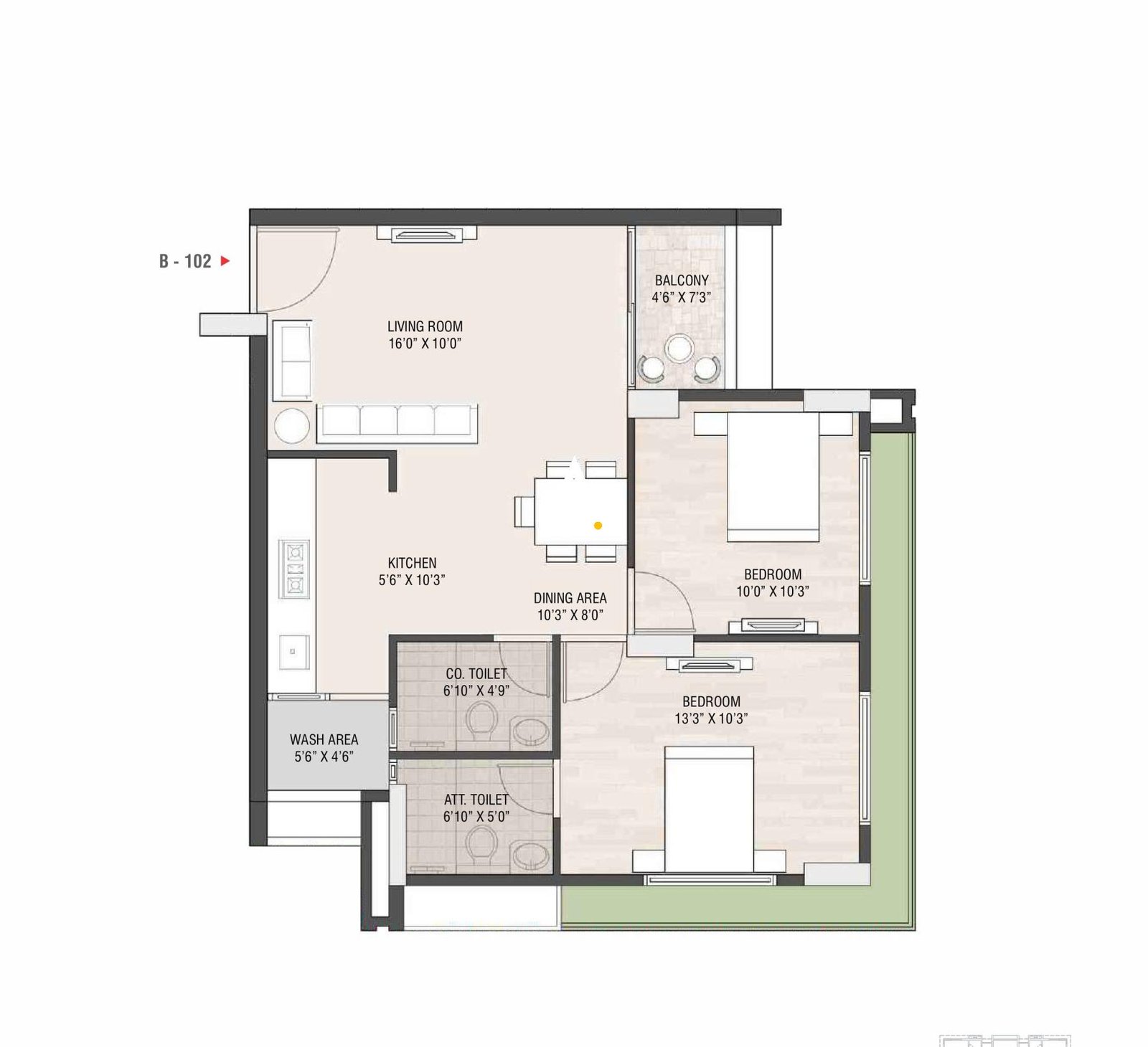 2_BHK_Unit_Plan_VIVAAV_AURA_Ahmedabad_Estate