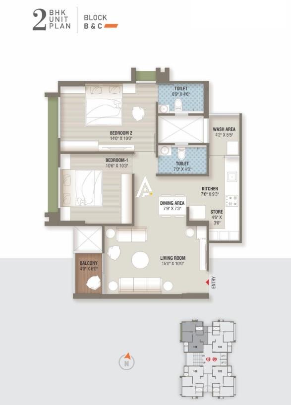 2_BHK_Unit_Plan_Veltis_The_Second_Ahmedabad_Estate