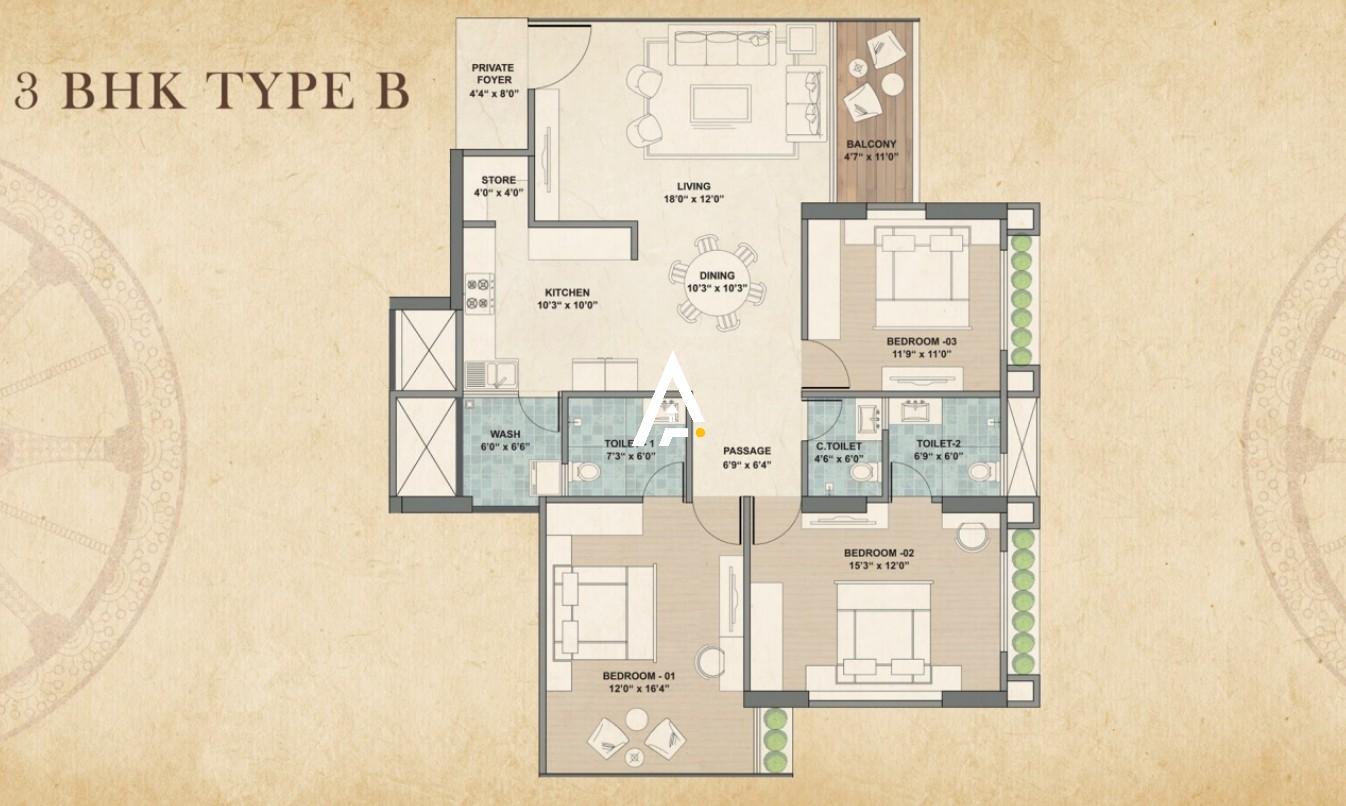 3_BHK_Unit_Plan_2_Dharohar_Ahmedabad_Estate