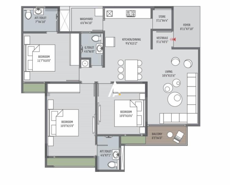 3_BHK_Unit_Plan_4_Vivanta_Lake_View_Ahmedabad_Estate