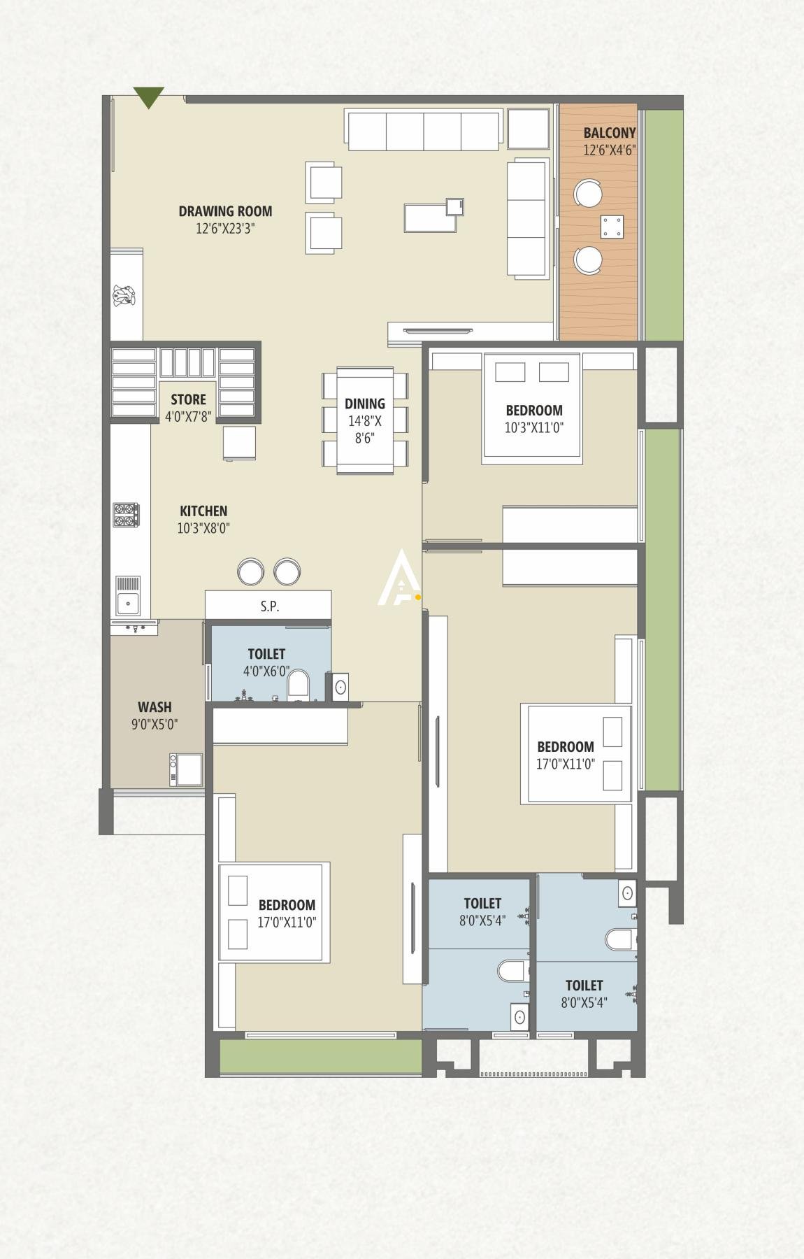 3_BHK_Unit_Plan_Devkunj_80_Ahmedabad_Estate