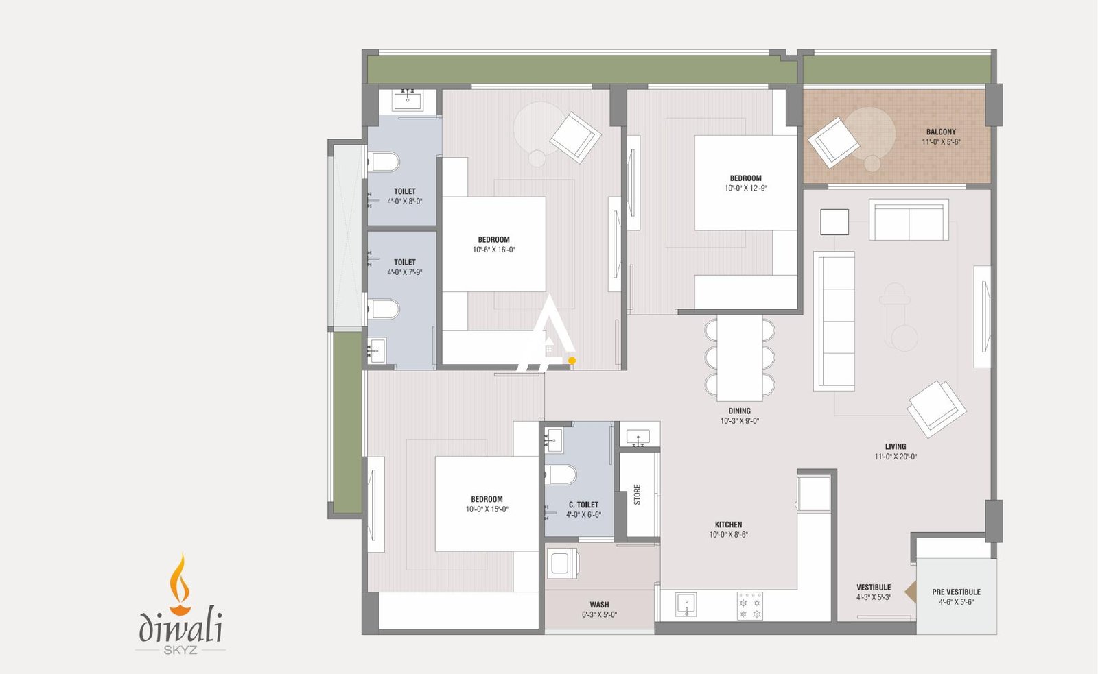 3_BHK_Unit_Plan_Diwali_Skyz_Ahmedabad_Estate