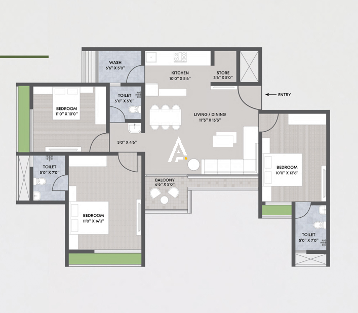 3_BHK_Unit_Plan_SAKAR_PRIME_Ahmedabad_Estate