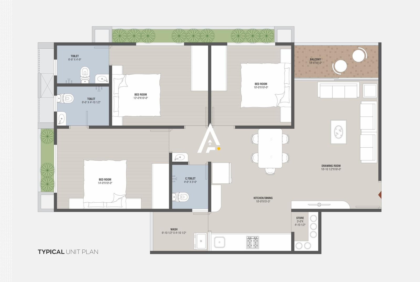 3_BHK_Unit_Plan_SARANG_SKY_Ahmedabad_Estate