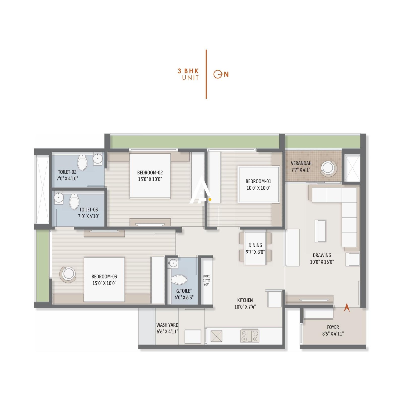 3_BHK_Unit_Plan_SHAGUN_SARAL_Ahmedabad_Estate
