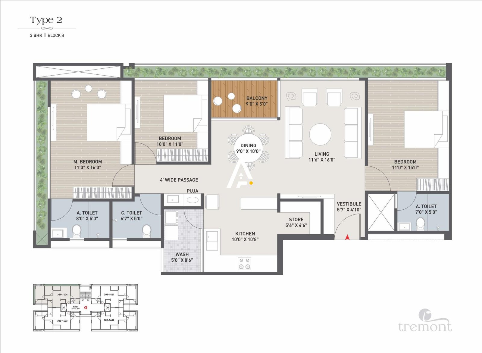 3_BHK_Unit_Plan_Tremont_Ahmedabad_Estate