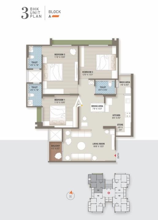 3_BHK_Unit_Plan_Veltis_The_Second_Ahmedabad_Estate