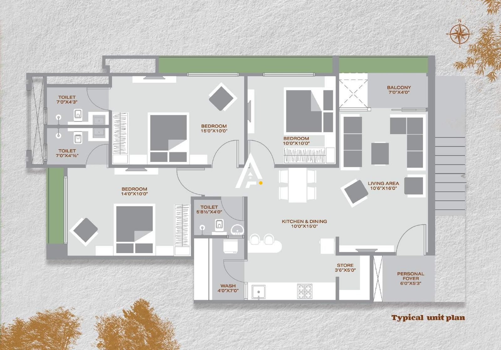 3_BHK_Unit_Plan_Zion_Nest_Ahmedabad_Estate