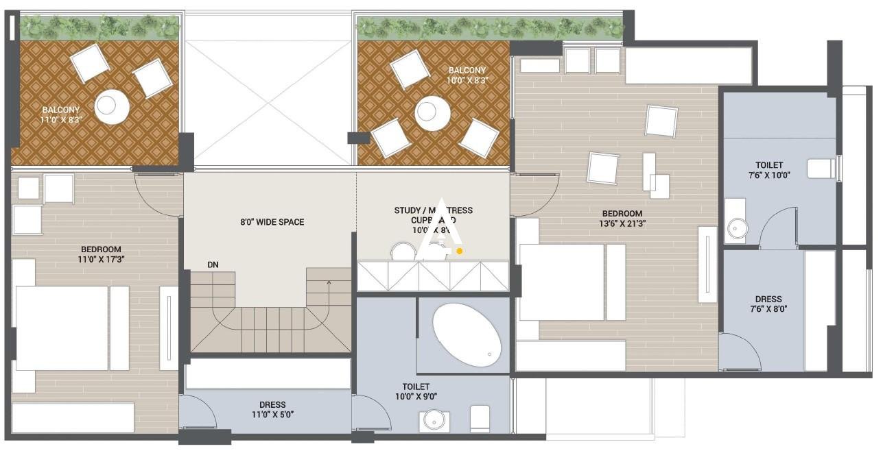 4_BHK_Pent_Unit_Plan_U_Panache_Ahmedabad_Estate