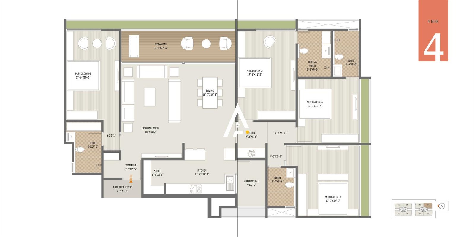 4_BHK_Unit_Plan_ALOKA_By_SAMRUDDH_Ahmedabad_Estate