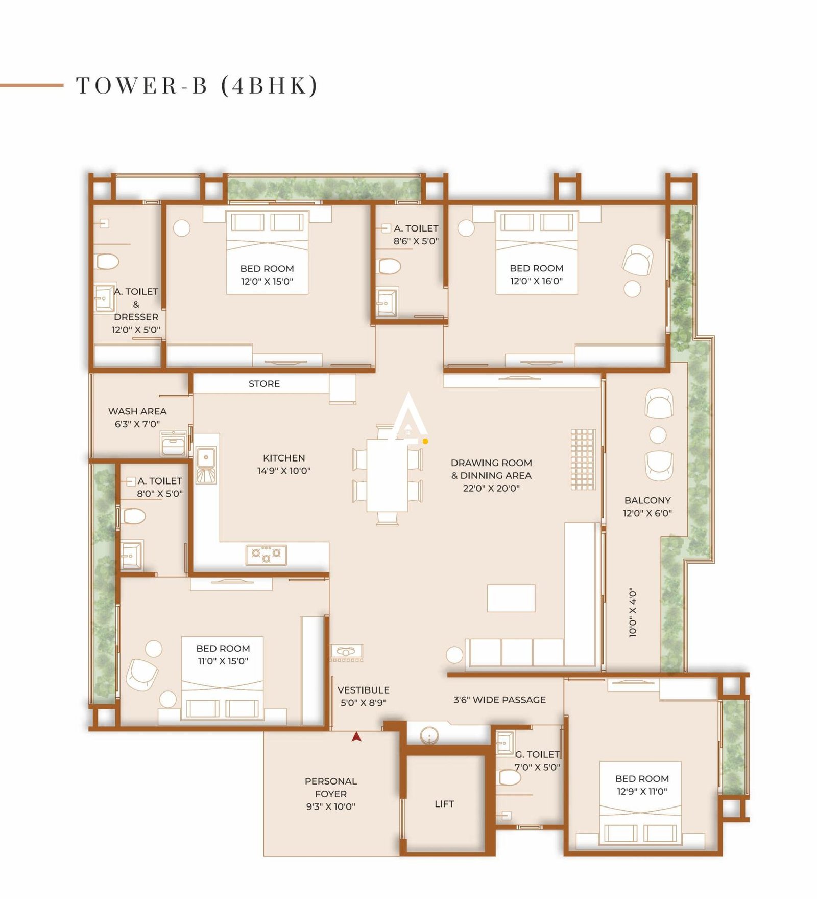 4_BHK_Unit_Plan_Ganesh_Vivanta_Ahmedabad_Estate