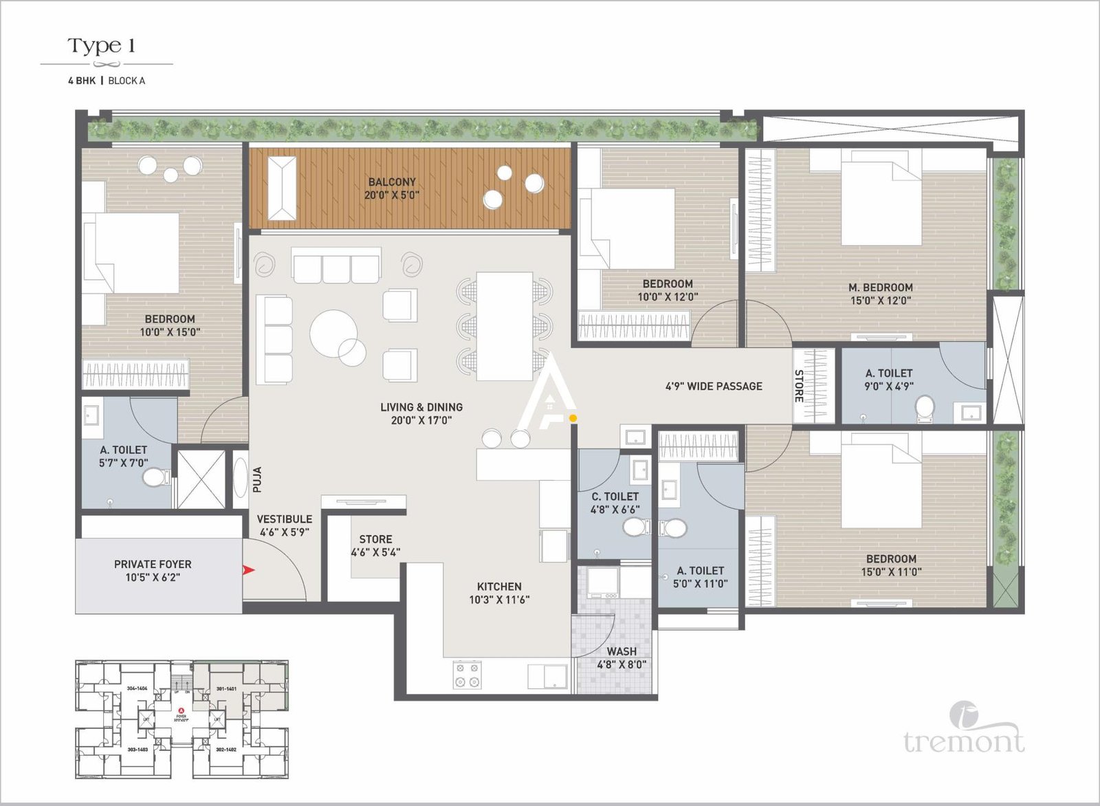 4_BHK_Unit_Plan_Tremont_Ahmedabad_Estate